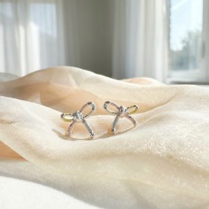 彩色蝴蝶結耳飾