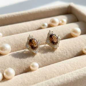 鑲鑽黃寶石耳飾