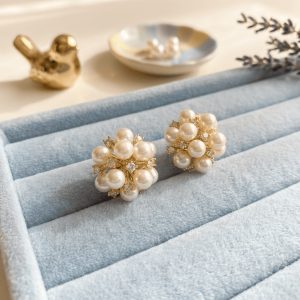 輕奢鋯石珍珠-金 耳飾
