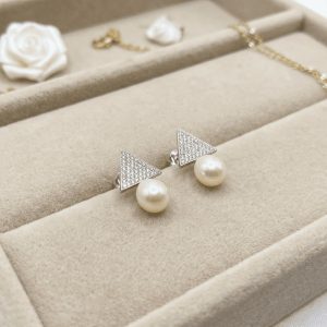 三角幾何珍珠 耳飾