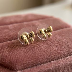 蝴蝶結 金 耳飾