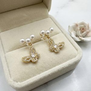 鋯石珍珠蝴蝶 耳飾