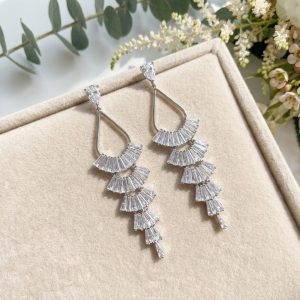 高奢宮廷風鋯石耳飾-銀