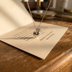 愛心亮面鑲鑽雙重項鍊