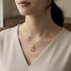 方圓造型活動項鍊-金(附禮盒)