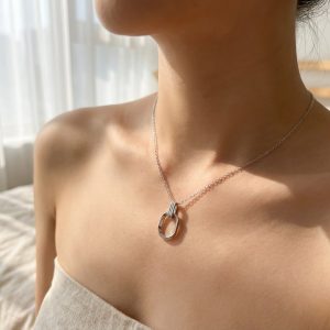 方圓造型活動項鍊-銀(附禮盒)