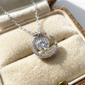 星芒鋯石鑲鑽月亮項鍊