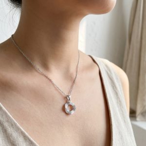 波浪圓鑽造型項鍊