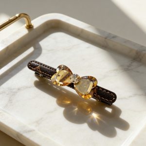 韓版氣質鋯石寶石側夾-香檳