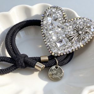 韓版愛心十字滿鑽高彈力髮圈