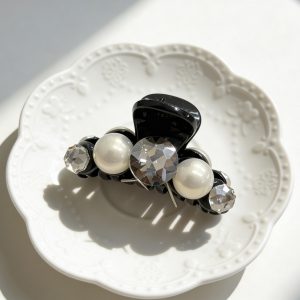 韓版氣質珍珠寶石抓夾