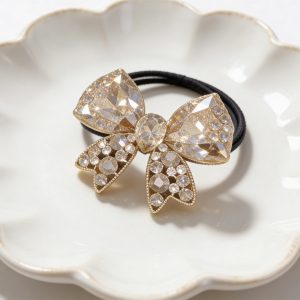 韓版蝴蝶結滿鑽三層髮圈