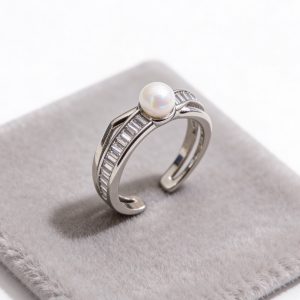 極簡珍珠鑽感開口戒(#8)