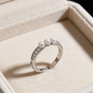 氣質珍珠鑽感開口戒(#8)