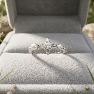 晨曦星芒珍珠開口戒 #7